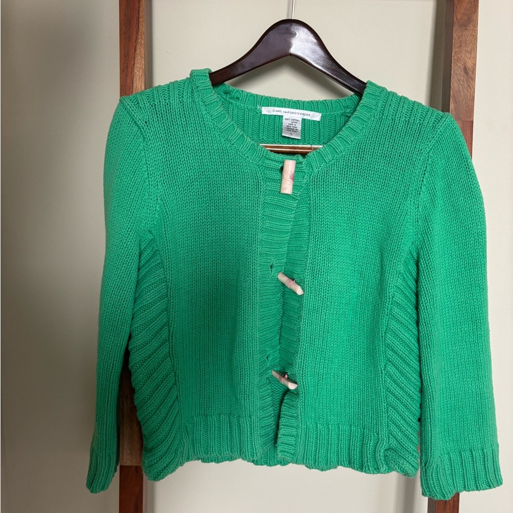 Diane Von Furstenberg Vibrant Green Cardigan